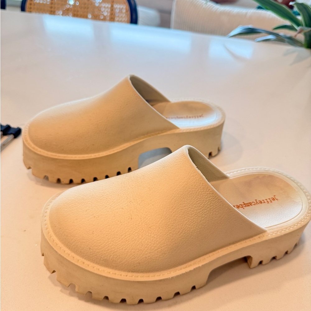 Beige Slip-On Platform Clogs Jeffery Campbell